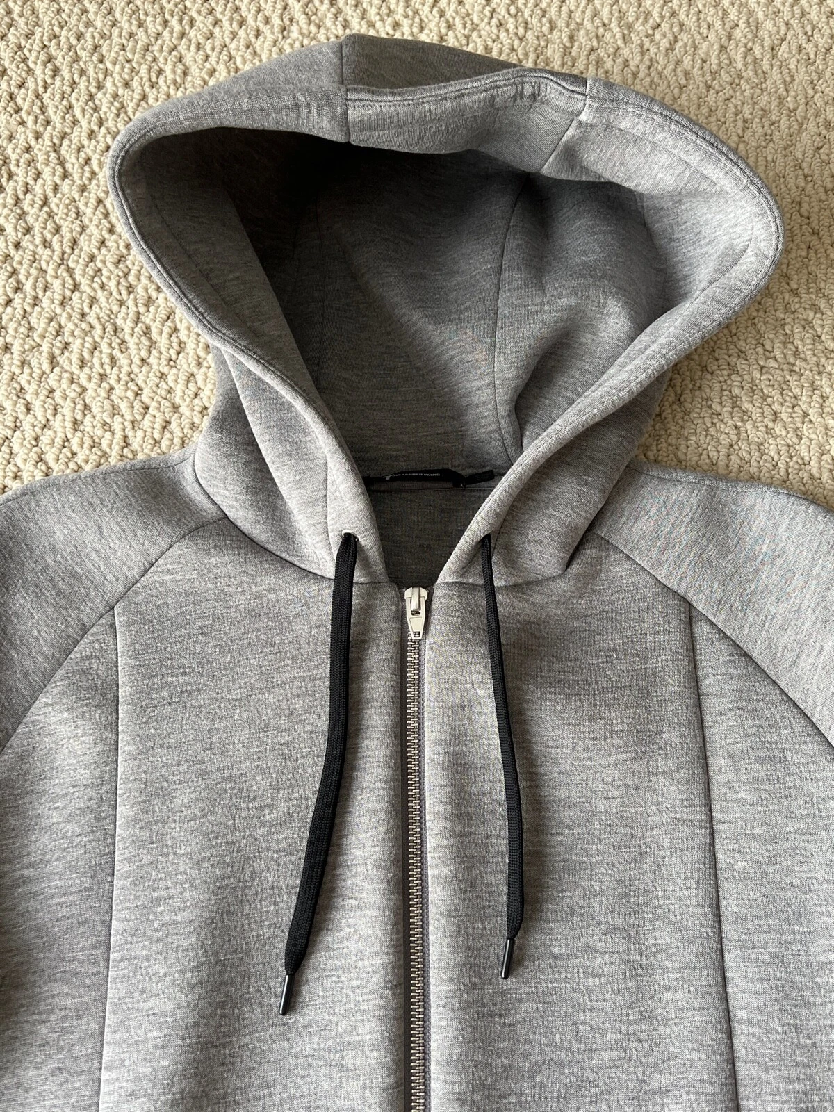 Giacca con cappuccio anteriore nuova T di Alexander Wang Heather grigio con cerniera taglia S $495