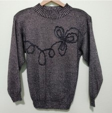 Vintage Floral Applique Sweater Crew Neck Size Medium Excellent Vintage...