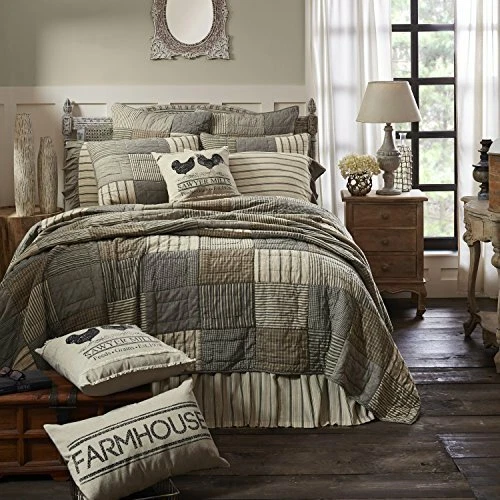 Sawyer Mill Charcoal King Quilt Country Patchwork Farmhouse - Image 4 of 4