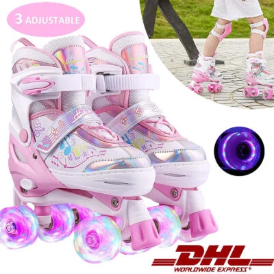 MARKENLOS Kinder Rollschuhe Verstellbare leuchtende Rollerskate Größe 27-38 Mädchen Jungen