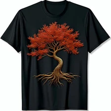 Stylish Black T-Shirt with Vibrant Tree Graphic Nature Inspired Design