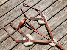 DEVOUCOUX Pettorina 5 Punti Pelle di Pecora Castagno/abbronzatura + Attacco Funzionante -Piccola-NUOVA SENZA ETICHETTE