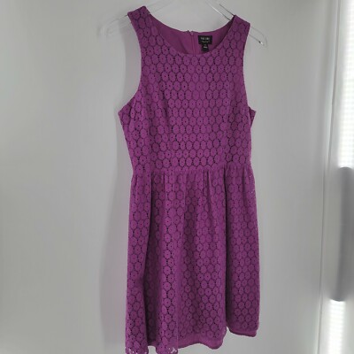 Nicole by Nicole Miller Dress Women's 8 Purple Lace Overlay Sleeveless |  eBay