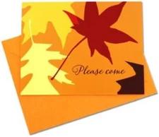 Autumn Leaves Fall Colors Thanksgiving Holiday Party Invitations w/Envelopes