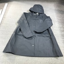 Stutterheim Jacket Womens Extra Small Raincoat Hoodie Snap Mosebacke Charcoal