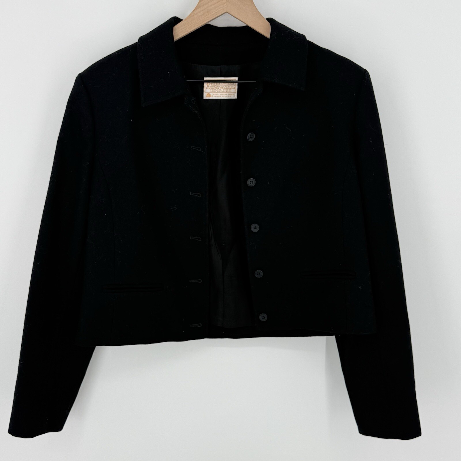 Pendleton 100% Wool Black Short Jacket Women’s Si… - image 1