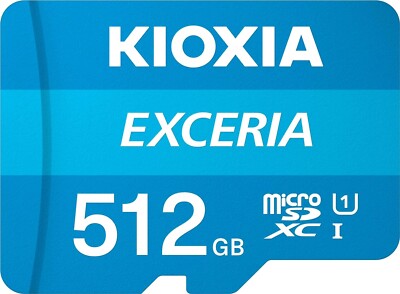 KIOXIA EXCERIA microSD 512GB UHS-I Class 10 Maximum Read Speed 100MB/s KLMEA512G