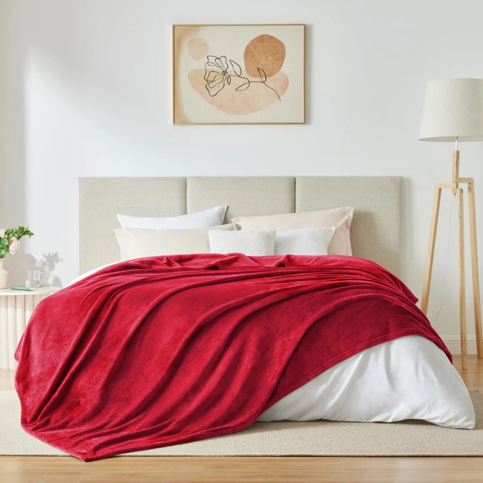 Kuscheldecke Flauschig Decke Fleecedecke - Sofadecke Rot 220x240 cm Wohndecke... - Bild 3 von 4