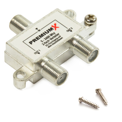 PremiumX Switch 2-fach Verteiler Doppler Splitter SAT TV Umschalter F-Stecker