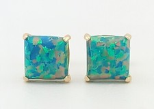 GENUINE 0.97 Cts OPAL STUD EARRINGS 14K GOLD - Free Certificate Appraisal