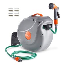 VonHaus Hose Reel 20m Wall Mounted Hose Reel Retractable Auto Rewind 180° Pivot