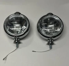 Vintage Fog Lights 5 inches Clear Crest 12 Volt  35 Watts Pair Fits All Classics