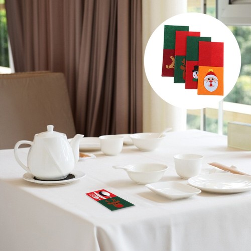 4 Pcs Cutlery Bag Set Banquet Elder Fork Holiday Silverware Holder - Zdjęcie 3 z 12