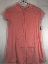 Wonder Nation Girls S 6-6X Orange Hooded Zip Up Terry Cloth Swimsuit Cover Up