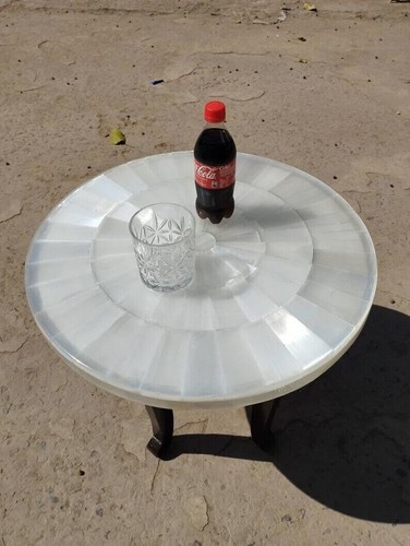 Selenite Stone Round Coffee Table Top, Selenite Stone Console End Luxury Table - Picture 5 of 7
