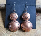 Stamped Copper Double Domed Dangle Earrings Navajo