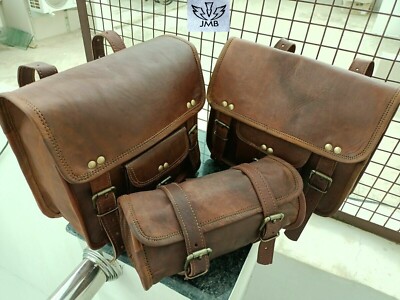 Best Bicycle Saddle Bags 3 Side Pouch Brown Leather Panniers Three Side Bags