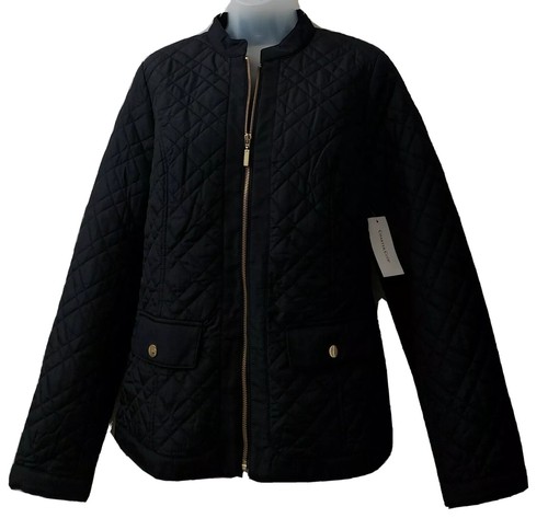 Charter Club Size XS Women's Deep Black Clip Pockets Long Sleeve Quilted Jacket. - Picture 4 of 10