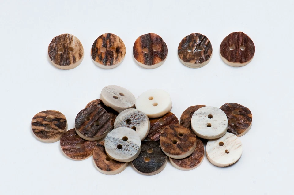 Sewing Buttons | Natural Antler Flatback Fasteners For Crafts, DIY, Clothing - Image 2 of 4