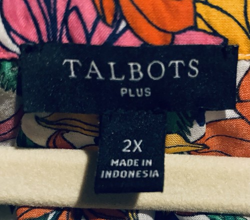Talbots Top Womens 2X Vibrant Floral Smocked Cuff Ruffle Romantic Feminine - Picture 6 of 8