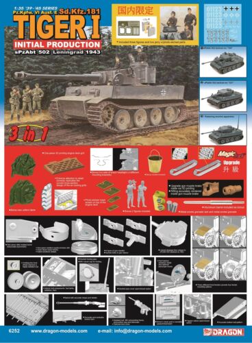 Dragon 6252 WWII German Tiger I Initial 502th Heavy Tank Battalion Leningrad - Picture 2 of 2