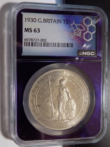 1930 Great Britain Silver Trade Dollar - NGC MS63 Trader Bea - Gorgeous!
