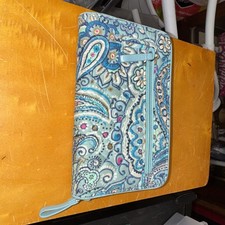 Vera Bradley Wallet Black Butterfly Turn Lock Zip Compartments Card Holders