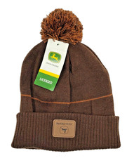 🎩 John Deere Beanie braun mit Bommel – lizenziert, neuwertig, One Size warm ✔!