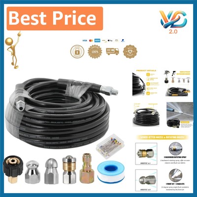 Versatile 100 ft High Pressure Sewer Jetter Kit for Efficient Drain Cleaning