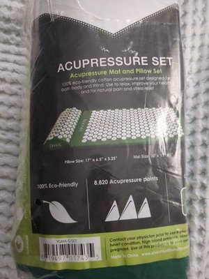 Sivan Back and Neck Pain Relief Acupressure Mat and Pillow Set, Chronic Back,NIB