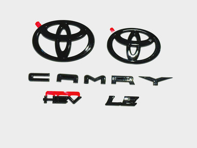 NEW TOYOTA 2025+ CAMRY HYBRID LE HEV GLOSSY BLACKOUT EMBLEM OVERLAY KITS SET