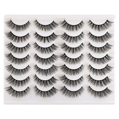 14 Pairs Wispy Cat Eye Lashes - Reusable Faux Mink for All-Day Elegance