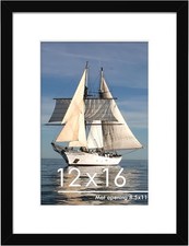 PEALSN 12x16 Picture Frame, Display Pictures 8.5x11 with Mat or 12x16, Black