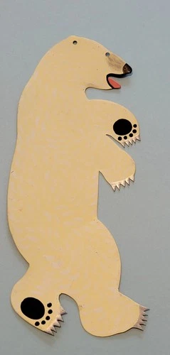 Vintage B Cukla  handmade, hand painted tin Polar Bear signed Christmas ornament