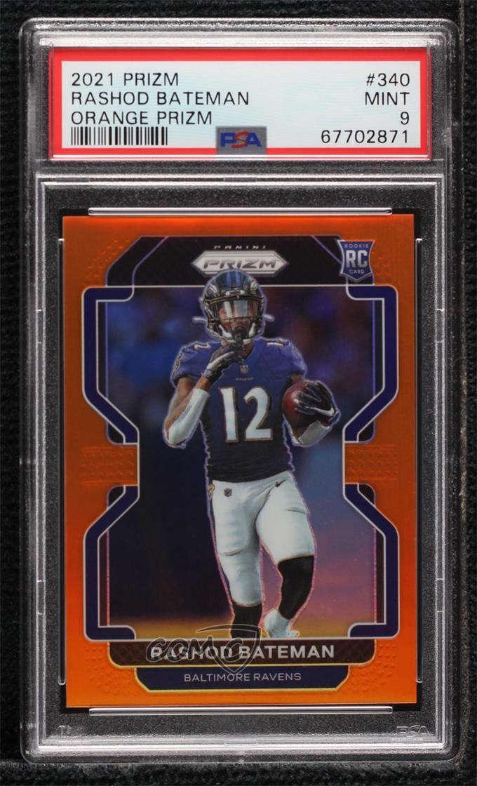 2021 Panini Prizm Orange /249 Rashod Bateman #340 PSA 9 MINT Rookie RC