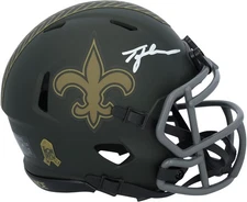 Tyler Shough Saints Autographed Riddell 2025 Salute To Service Mini Helmet