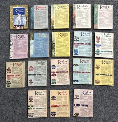 VINTAGE LOT OF 18 READERS DIGEST MAGAZINES 1960s 1970s 1980s (all different)