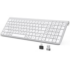 Wireless Keyboard Ergonomic 2.4G Slim and Compact Quiet with Number Pad