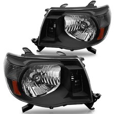 Pair Headlights Assembly For 2005-2011 Toyota Tacoma Black Headlamps Leftright