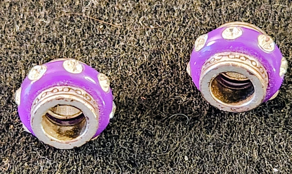 Juego de 2 cuentas espaciadoras redondas púrpura Brighton Dazzle estrás de cristal Foto 2 de 3