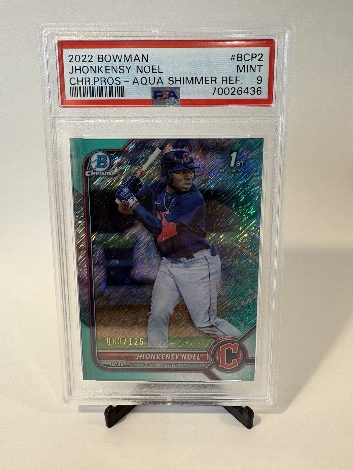 2022 Bowman Chrome 1st Jhonkensy Noel #BCP-2 Aqua Shimmer Refractor /125 (RC)