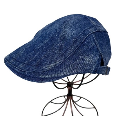 Men's Blue Denim Newsboy Ivy Flat Cap Adjustable Cotton Summer Golf Driving Hat