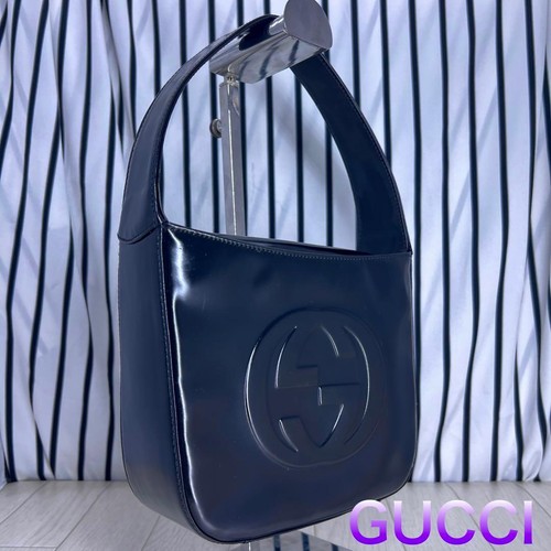 Gucci All Patent Leather Interlocking G Handbag Black Pre-owned From Japan