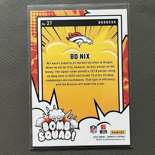 Bo Nix Bomb Squad Rookie 2024 Panini Donruss Denver Broncos - Bild 2 von 2