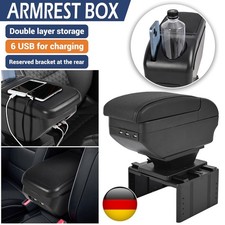 Auto Mittelarmlehne Armauflage Ledertop Staufach Kunstleder mit 6 USB Universal Auto Mittelarmlehne Armauflage Ledertop Staufach Kunstleder mit 6 USB Universal