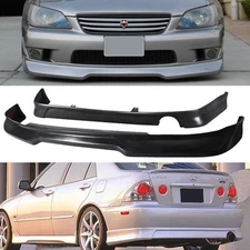 For 01-05 Lexus IS300 Blk PU Front Rear Bumper Lip Spoiler 2Pcs Combo Body Kit