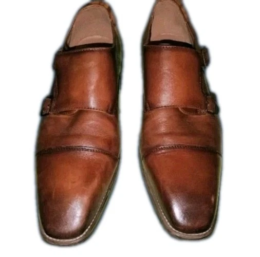 CLARKS Oxford uomo La Milano doppio monaco fibbia pelle taglia 10 5 marrone ???