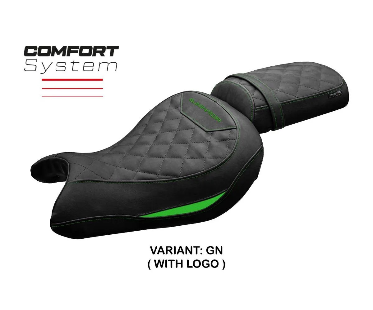 Seat cover Mutsu Comfort Green + logo Tpz comp KAWASAKI ELIMINATOR 500 2024 2026