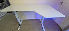 White L-Shaped Corner Desk, Metal Legs, Freestanding for Home Office/Study