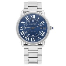 Cartier Ronde Solo XL Blue Dial Automatic Steel Mens Watch WSRN0023 Papers